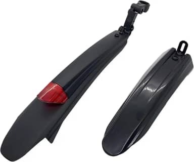 Silfrae Conjunto de para-lamas de bicicleta de montanha padrão ajustável de 66 cm para proteção contra respingos dianteiro e traseiro (para-lama de bicicleta - preto + vermelho refletivo)