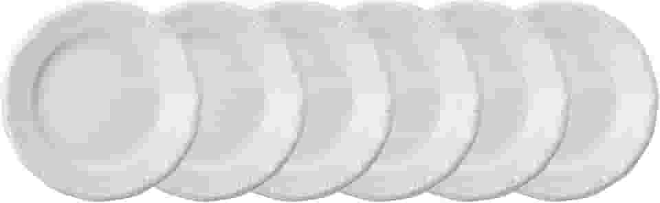 Estojo com 6 Pratos Sobremesa em Porcelana - Modelo Redondo com Relevo Pomerode - Branca - fabricado pela Schmidt