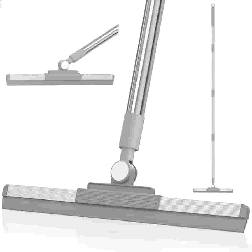 Rodo Vassoura Mágica de Silicone 36cm Cabo de 160 Metros Flytex 2 em 1 com Raspador de Silicone, Ideal para Limpeza de Vidros, Pisos e Superfícies, Uso Doméstico e Comercial