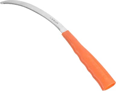 PATIKIL Foice serrilhada de 25 cm, foice de colheita de aço inoxidável, serração, capina, foice, com cabo de plástico para jardinagem, laranja
