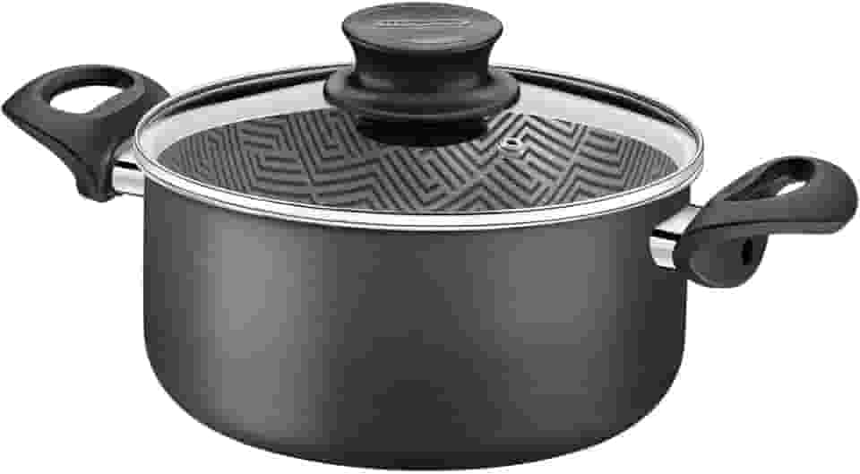 Caçarola Tramontina Paris em Alumínio com Revestimento Interno e Externo em Antiaderente Starflon Max Chumbo com Tampa de Vidro 20 cm 2,9 L