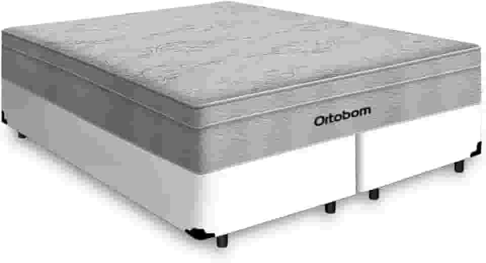 Cama Box + Colchão de Molas Ensacadas - AirTech SpringPocket - Ortobom (BRANCO, Queen)