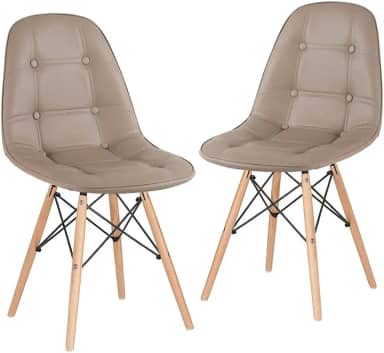 Loft7 Home Decor, Kit 2 Cadeiras Charles Eames Eiffel Botonê - Nude Madeira Clara