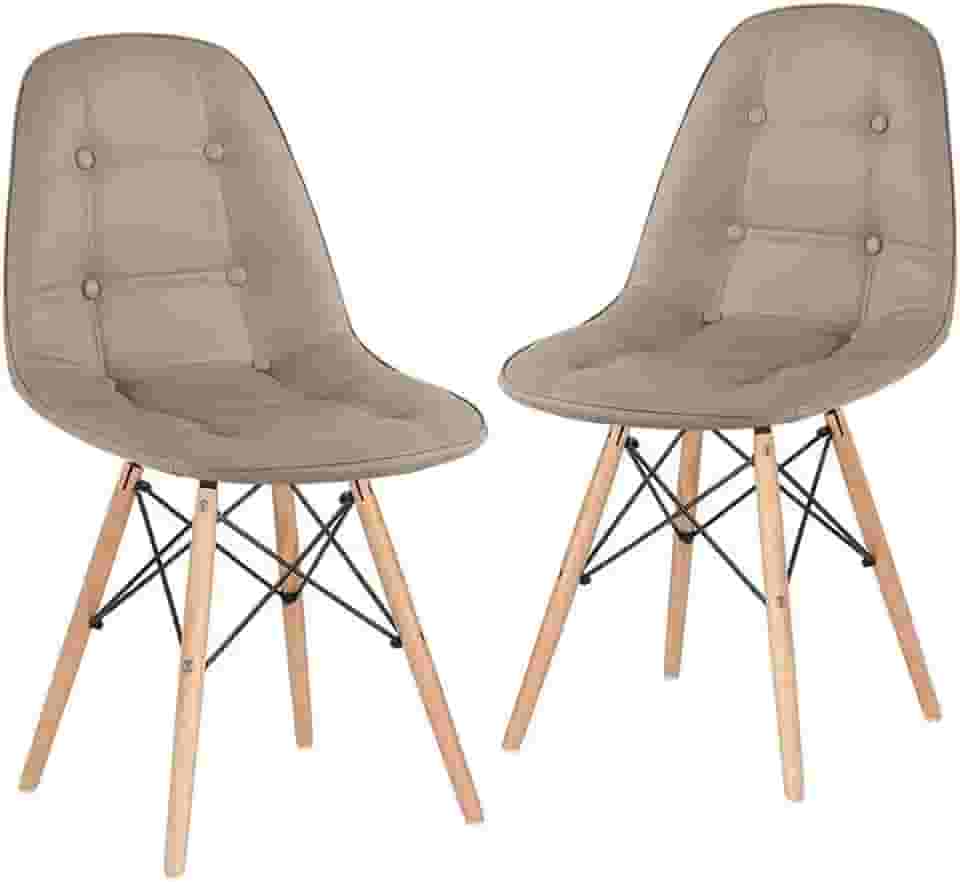 Loft7 Home Decor, Kit 2 Cadeiras Charles Eames Eiffel Botonê - Nude Madeira Clara