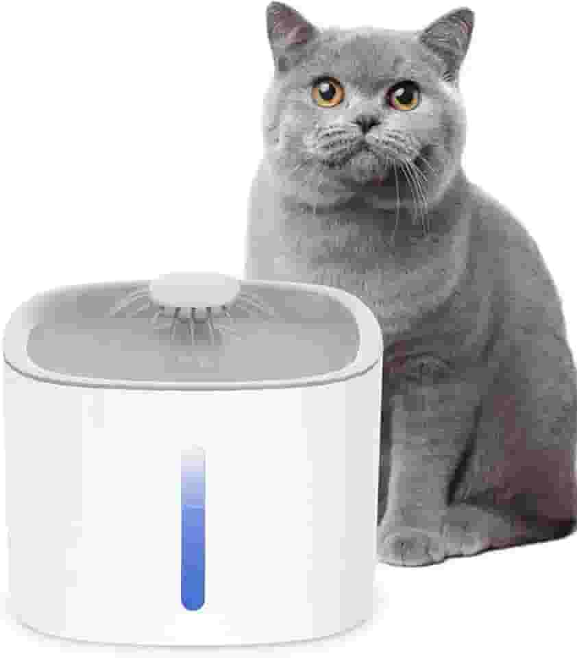 Bebedouro Automático 3L Gatos Cães Fonte Silenciosa Com Filtro Triplo, Visor LED, USB, Luz Noturna e Fluxo 360°