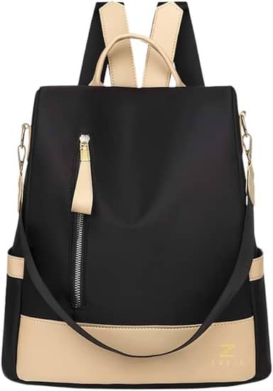 Mochila Feminina Antifurto Pequena Impermeável Casual Reforçada Alça De Ombro Viagem Escolar Trabalho Moda Confortável Leve E DuráveL Detalhes Em Couro - ZAFIN
