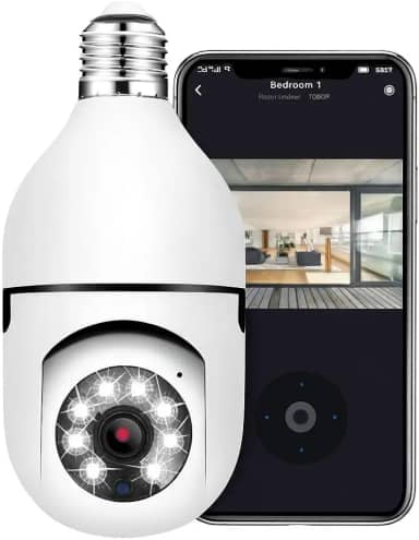 Câmera Lâmpada 360º Wi-Fi IP Segurança Espiã Inteligente Visão Noturna HD Áudio Bidirecional