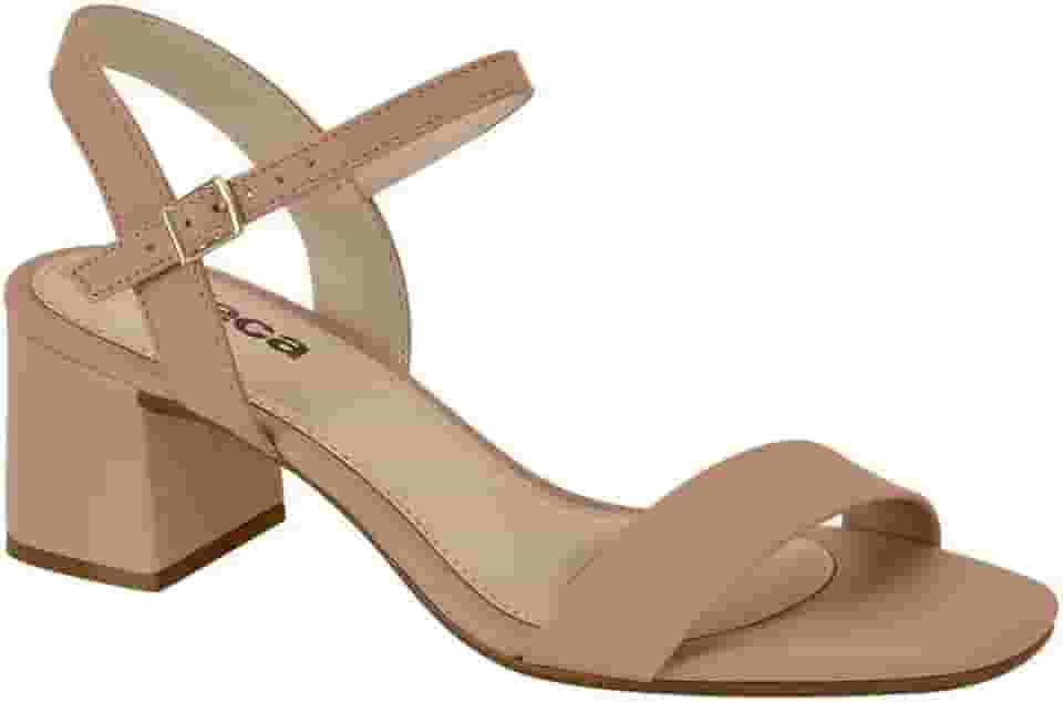 Sandalia Feminina Moleca Salto Bloco Tira Napa