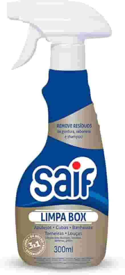 Limpa Box Com Gatilho Saif 300Ml, Saif, Limpador Box De Banheiro Spray, Azul, Limpa, Perfuma e Desengordura, Facilitando Sua Vida, Maximizando Toda Limpeza