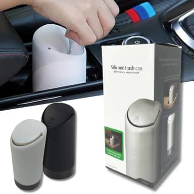 Mini Lixeiras De Carro Com Tampa Recipiente Portátil Silicone Para Armazenamento De Lixo Caixote Automotivo à Prova De Vazamento Para Suporte Copo Acessórios Internos