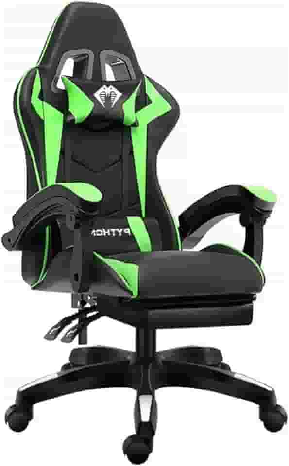 Cadeira Gamer Especial Profissional Ergonômica Reclinável Suporta Até 150Kg Ultra Confortável Com Apoio Para Cabeça, Braços, Costas, Lombar e Apoio Para Os Pés (Verde)