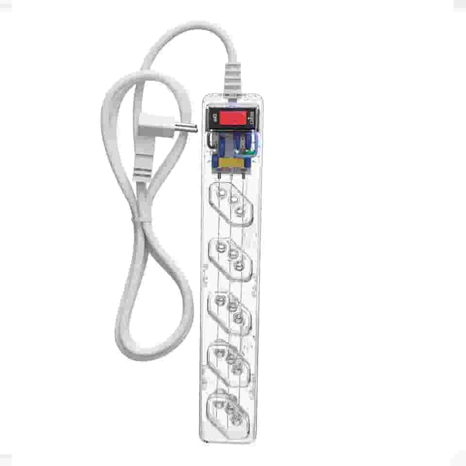 Filtro de Linha iCLAMPER Energia 5 com Proteção contra Surtos Elétricos(DPS) LCF 5 Tomadas, 3 Pinos, 10 Amperes para PC, Notebook, Roteador, Monitor, Impressora, PS5, Alexa e etc, Bivolt, Cabo de 1m