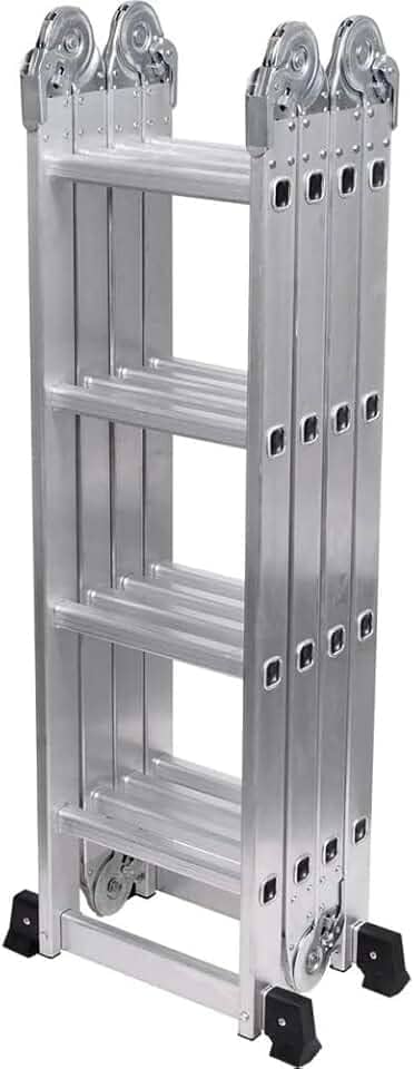 Escada Aluminio, Escada em Alumínio Articulada Dobrável 16 degraus 4x4 Até 13 Posições Aguenta 150kg