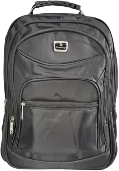 Mochila Bolsa Notebook Impermeável com 5 Compartimentos Entrada USB e P2 Bolsos Laterais para Garrafa Alça Reforçada em Cabo de Aço Preta Linha Premium