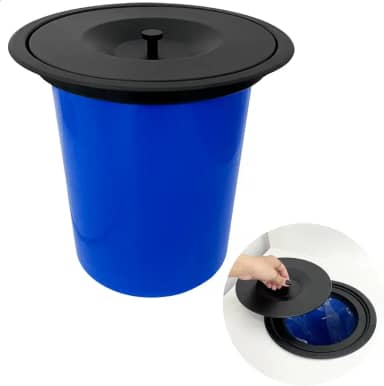 Lixeira De Embutir 5 Litros Para Pia Bancada Cozinha Tampa Aço Inox Cesto Embutido Lixo 5l Oculto Para Bancada De Granito Mármore (Preto Fosco)