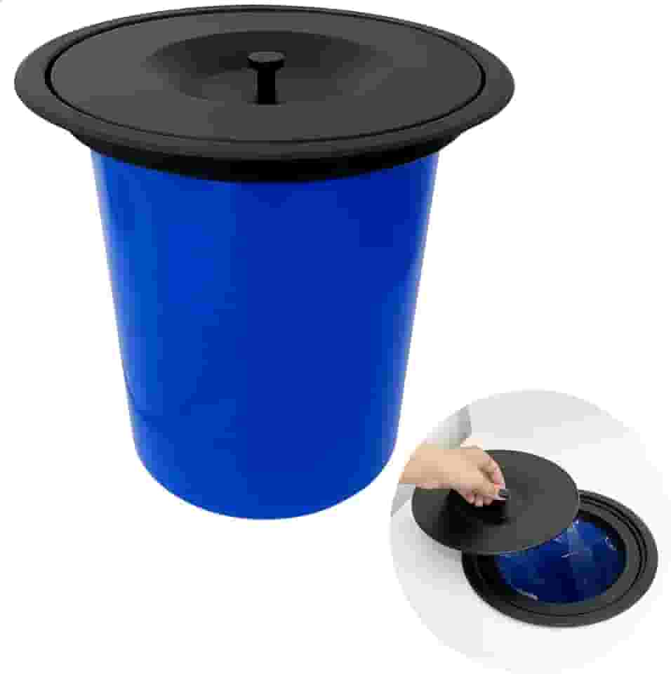 Lixeira De Embutir 5 Litros Para Pia Bancada Cozinha Tampa Aço Inox Cesto Embutido Lixo 5l Oculto Para Bancada De Granito Mármore (Preto Fosco)