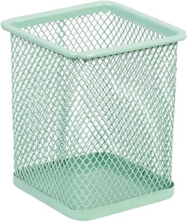 Porta Lápis e Caneta Aramado Quadrado BRW Verde Pastel