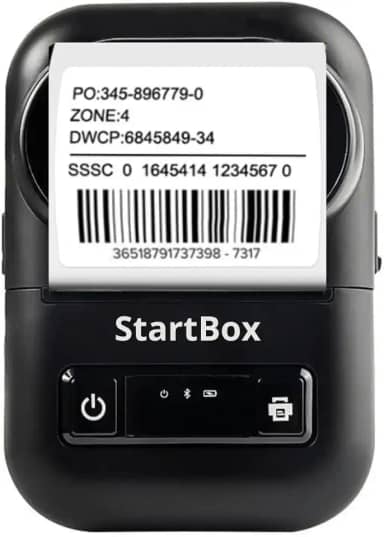 Impressora de Etiquetas Térmicas Inteligente Térmica Bluetooth Sem Tinta iOS Android Windows Personalize Suas Etiquetas APP Open Label + StartBox (Preto)