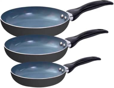 jogo de frigideiras 3 pçs antiaderentes de cerâmica e alumínio - oikos