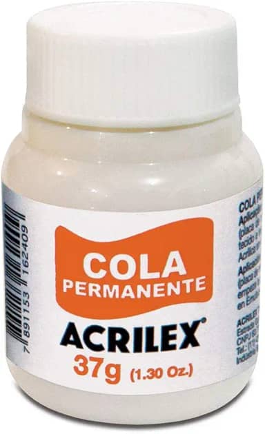 Cola Permanente Para Tecido, Acrilex, Pote de 37 Gramas