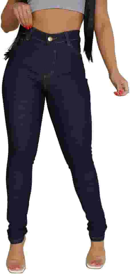 Calça Jeans Cintura Alta Feminina Modela Bumbum Com Elastano