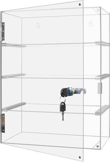 vitrine com trava, vitrine, vitrine de acrílico de 4 camadas com chave de bloqueio, vitrine de bancada removível e transparente com prateleiras para figuras colecionáveis de rock