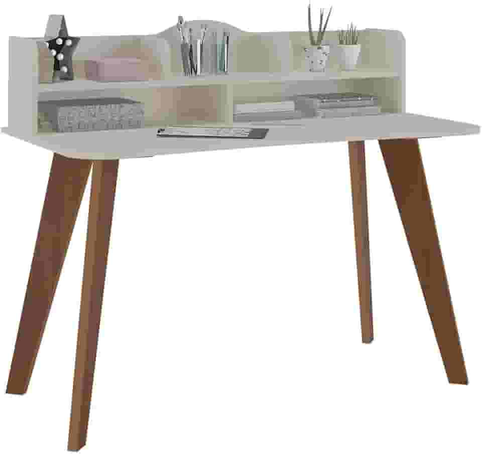 Escrivaninha com nichos SOFIA cor Off White/Cedro - Artely