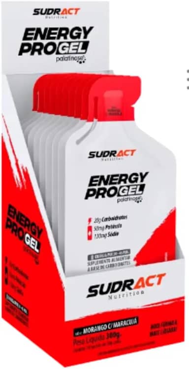 Gel Carboidrato Energy Pro Gel Sudract Morango com Maracujá Cx 10 Un