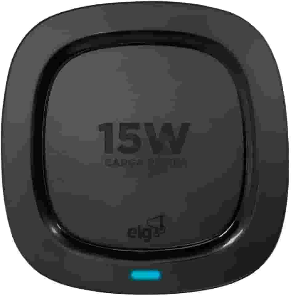 ELG, WQ15BK, Carregador de Mesa Wireless, Compatível com Todos os Dispositivos Qi, Carregamento Sem Fio Rápido e Seguro, Preto
