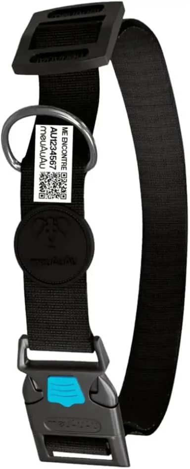 Coleira Com Identificação - Localizador - Qr Code - Com Nome Do Pet - Cães (Black, M)