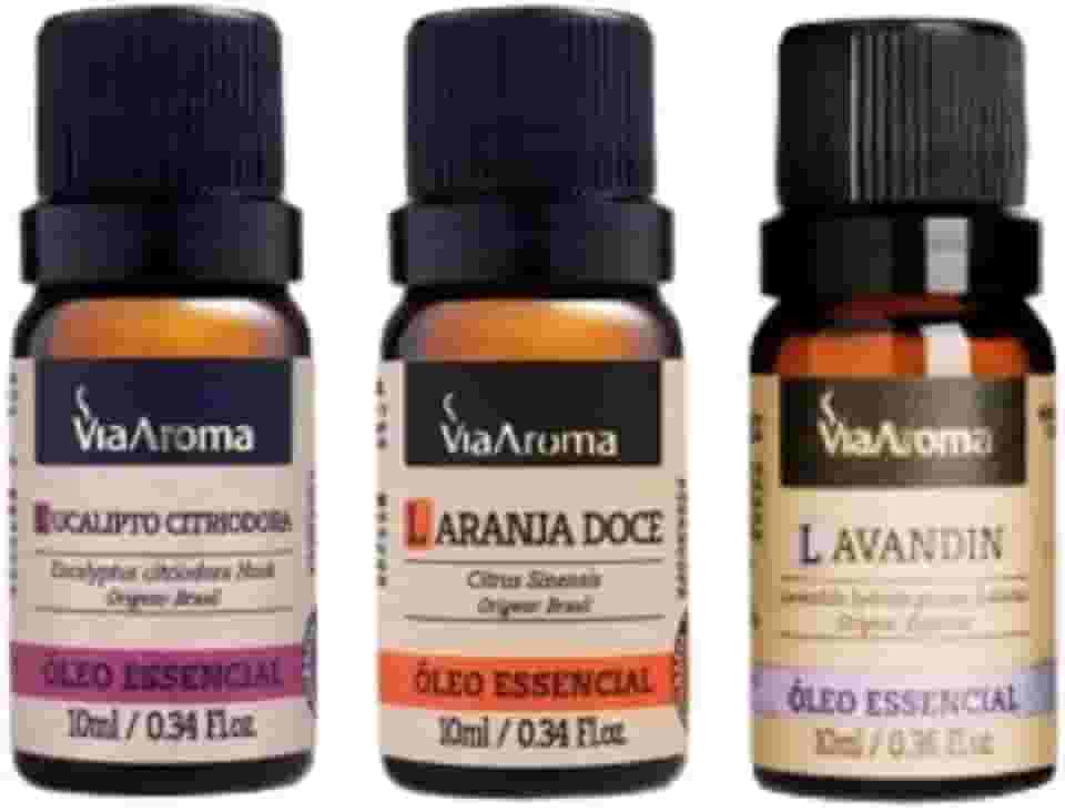 Kit 3 Óleos Essenciais. Reduz o Stress, e Promove Sensação de Paz, Conforto e Bem-estar - Via Aroma.