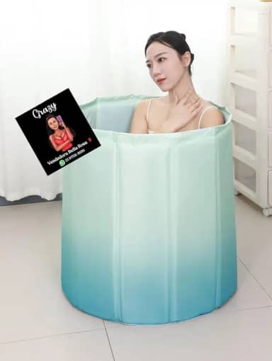 Banheira Dobrável Portátil para Adultos, Design Floral, Estilo Ofurô SPA, Fácil Armazenamento