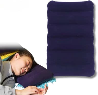 KIT 2 Travesseiro Inflável Almofada Fácil Encher Para Viagem Acampamento Confortável De Camping Praia Portátil Cama Descanso -AZUL ESCURO