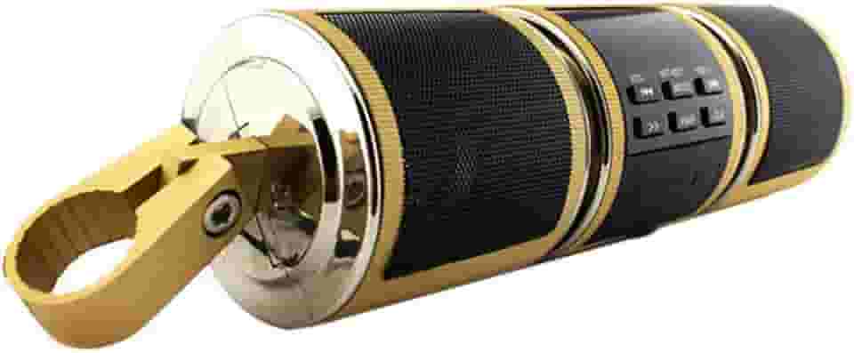 de Áudio com Alto-Falante para Moto BT Reprodução USB AUX FM Rádio MP3 Alto-Falantes Duplos Alta Potência Corpo Inteiro Alumínio Suporte Instalação Fácil