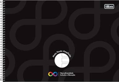 Tilibra - Caderno Espiral Capa Dura Meia Pauta Ampliada Tilibra Neuro 40 Folhas - Capa Preto