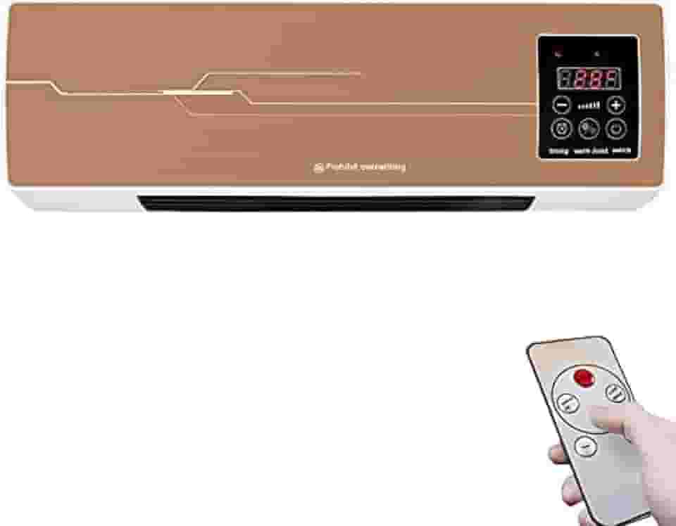 Aquecedor de ar condicionado elétrico montado na parede, soprador de vento quente/frio de mesa 6H Timing Smart Wireless Controle Remoto Baixo ruído 1600W para banheiro doméstico