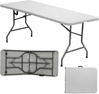 Mesa Dobrável Portátil 1,80m com Alça – Vira Maleta, Ideal para Camping, Jardim, Pesca, Área Interna e Externa