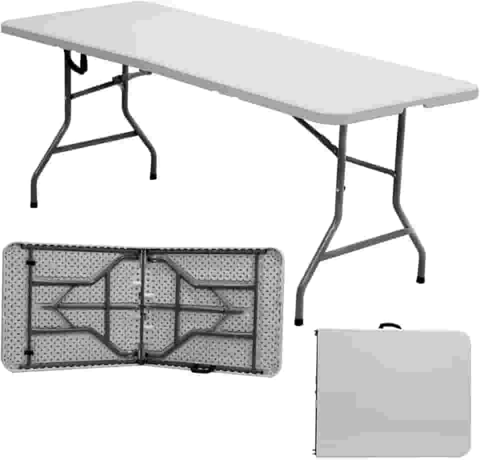 Mesa Dobrável Portátil 1,80m com Alça – Vira Maleta, Ideal para Camping, Jardim, Pesca, Área Interna e Externa