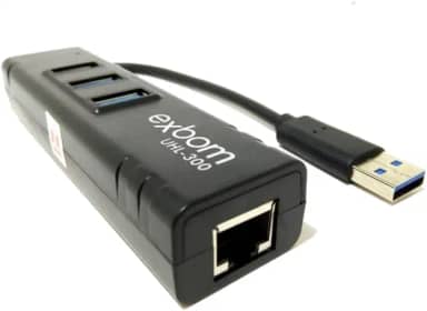 Hub USB 3.0 com 3 Portas + Adaptador USB para Lan Ethernet Gigabit Placa de Rede Externa Exbom UHL-300