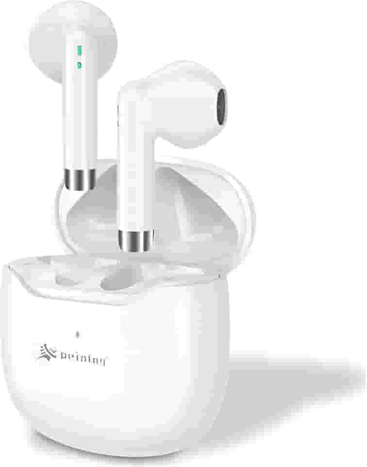 Fone de Ouvido Bluetooth 5.4 Sem Fio TWS, À Prova d’Água IPX4, Case de Carregamento, Microfone Embutido, Som Estéreo Hi-Fi, Bateria Longa, Anti Ruído, Compatível Android e iPhone (Branco)