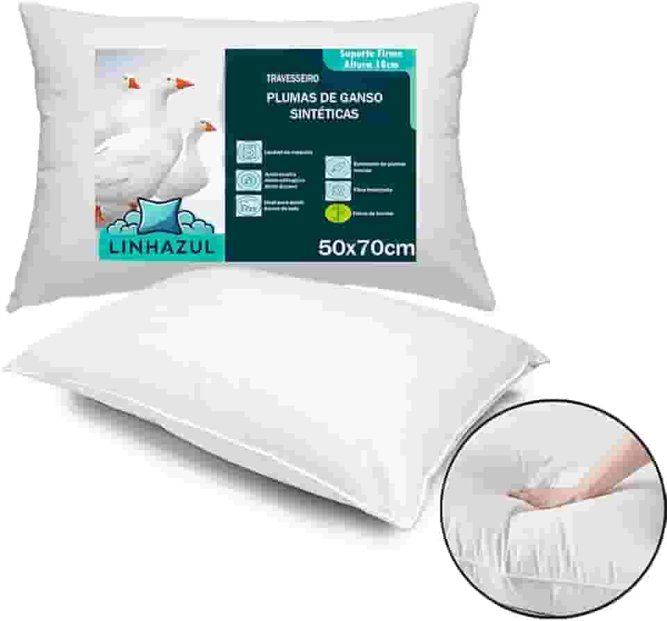 Travesseiro Fibra de Bambu Macio Toque Pluma de Ganso Alto 50x70cm