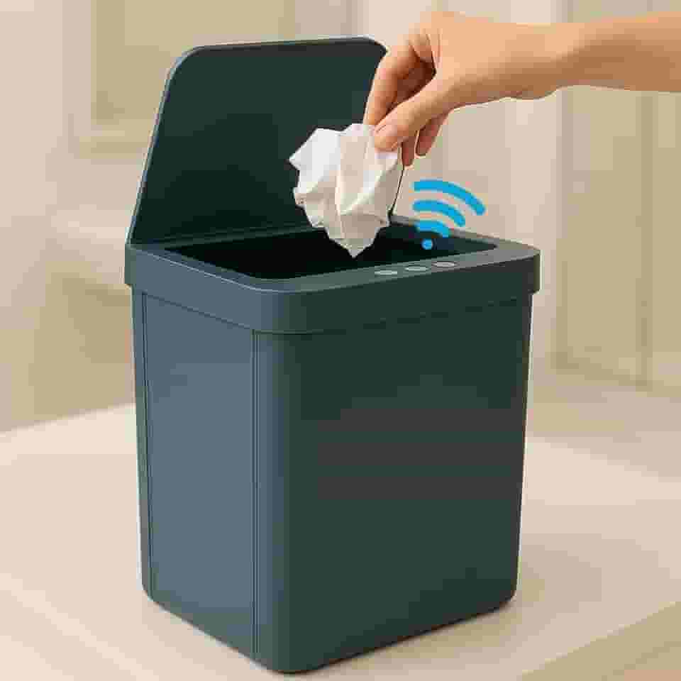 Lixeira Automática com Sensor de Movimento 13L, Pia Cozinha, Quarto e Escritório,Lixo Com Tampa Inteligente, Abertura Rápida 0,2s, Resistente à Umidade IPX5