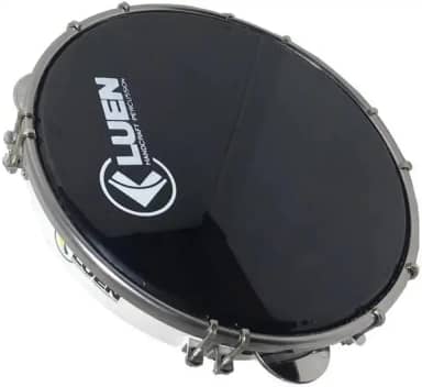 Pandeiro 10" Abs Branco 6 Afin Plat Inx Ferragem Cromada Pele Preta