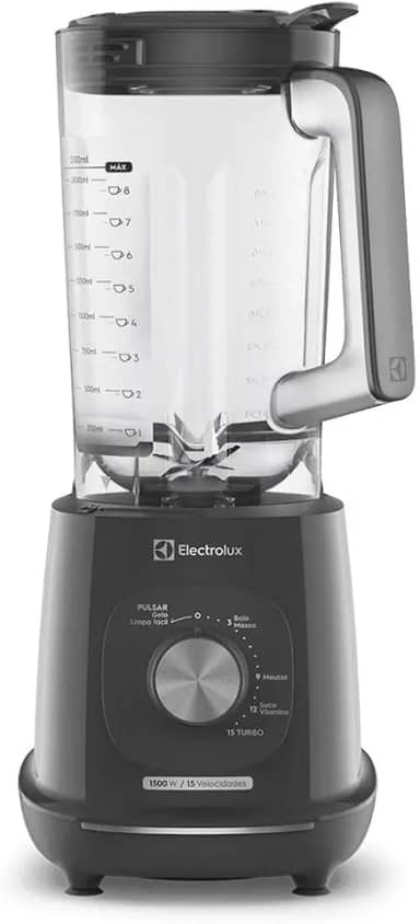 Liquidificador Electrolux 1500W 3,2L Pulsar 3 em 1 15receitas pre-programadas Efficient com TriForce 15 Velocidades Cinza EBL1500 127V