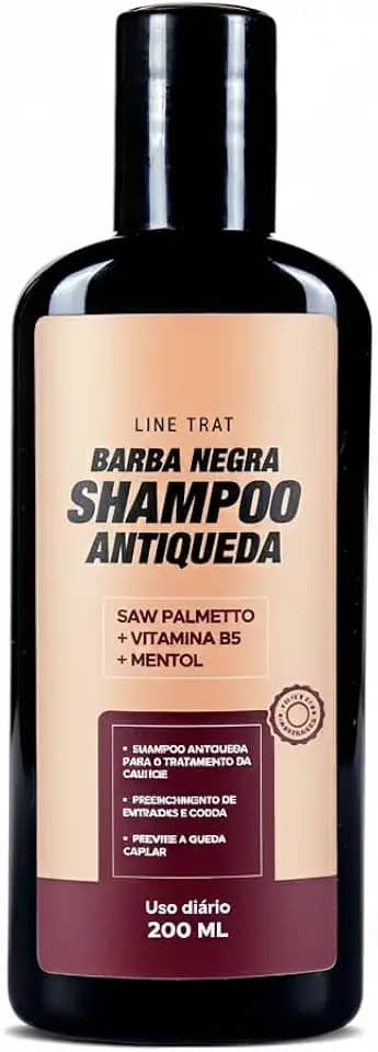 Barba Negra Shampoo Antiqueda com Saw Palmetto e Cafeína – Estimula o Crescimento Capilar e Reduz a Queda – 200ml