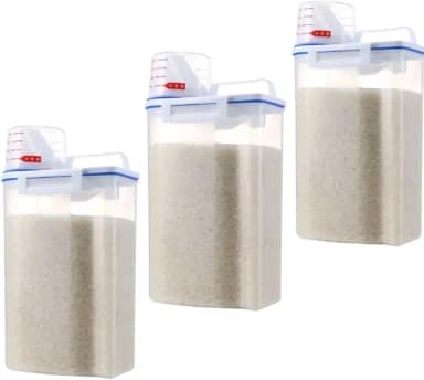 Kit com 3 Dispenser Para Mantimentos e Ração Pote Hermetico Para Armazenamento C/Copo Medidor Multiuso