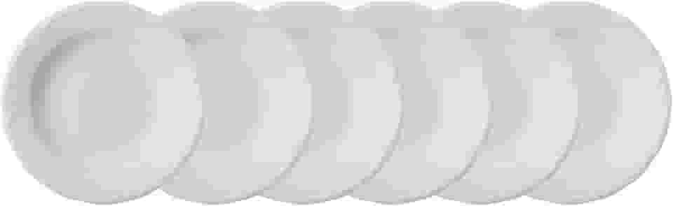 Estojo com 6 Pratos Fundos em Porcelana - Modelo Redondo com Relevo Pomerode - Branca - fabricado pela Schmidt.