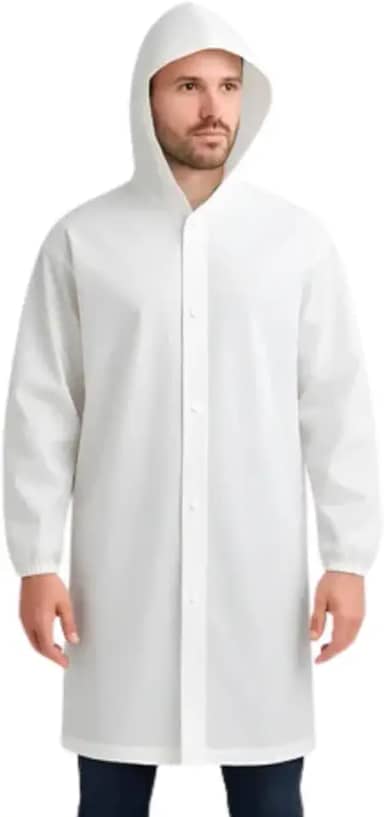 Capa De Chuva Com Capuz Impermeável Pvc Reforçada Resistente Unissex reutilizável transparente para festas, passeio, shows - para viagens acampamentos forro com botões homens e mulheres