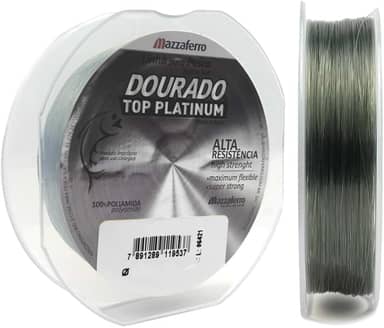 Linha de Pesca Dourado Top Platinum, Monofilamento, 0,60mm, 25,3kg, 200m, Alta Resistência