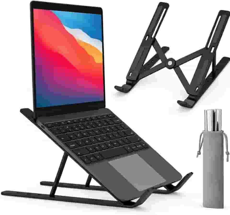 Suporte Ajustável para Notebook – Base Ergonômica Antiderrapante e Dobrável para Apoio de Notebook e Laptops – Compatível com Todas as Marcas, Ideal para Trabalho e Home Office (Preto)
